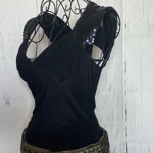 Sexy Black Top with Sequins